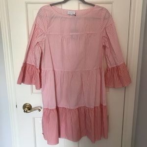 Pink/White Tiered Pinstripe Ruffle Dress NWT